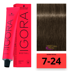 Schwarzkopf - Coloração Igora Royal 7/24 Louro Médio Fumê Bege 60 ml 