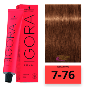 Schwarzkopf - Coloração Igora Royal 7/76 Louro Médio Acobreado Brown 60 ml 