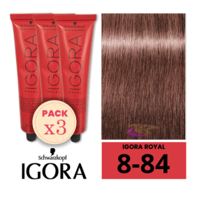 Schwarzkopf - Kit 3 Colorações Igora Royal 8/84 Louro Claro Vermelho Bege 60 ml 