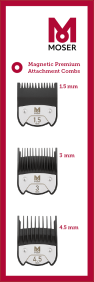 Moser - Pack Peines Premium Magnéticos 1,5 mm, 3 mm y 4,5 mm (1801-7010)
