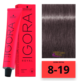 Schwarzkopf - Coloração Igora Royal 8/19 Louro Claro Cinza Violeta 60 ml 