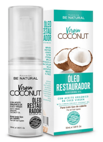 Be Natural - Óleo puro de coco VIRGIN COCONUT restauração total 50 ml (Vegano) 