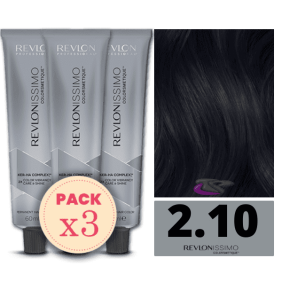 Revlon - Pack 3 Tintes REVLONISSIMO COLORSMETIQUE 2.10 Negro Azulado 60 ml (Ker-Ha Complex)