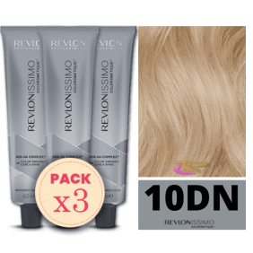 Revlon - Pack 3 Tintes REVLONISSIMO COLORSMETIQUE 10DN Rubio Clarísimo Natural Profundo 60 ml (Ker-Ha Complex)