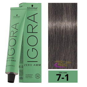 Schwarzkopf - Tinte Igora ZERO AMM (Sin Amoniaco) 7-1 Rubio Medio Ceniza 60 ml