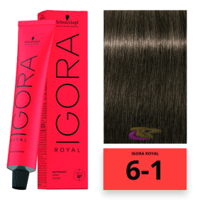 Schwarzkopf - Coloração Igora Royal 6/1 Louro Escuro Cinza 60 ml