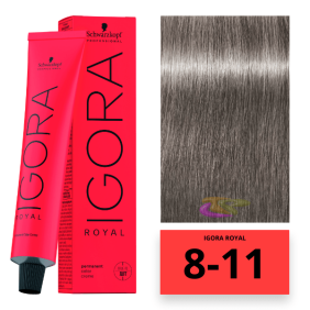 Schwarzkopf - Coloração Igora Royal 8/11 Louro Claro Cinza Intenso 60 ml 