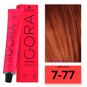 Schwarzkopf - Coloração Igora Royal 7/77 Louro Médio Acobreado Intenso 60 ml