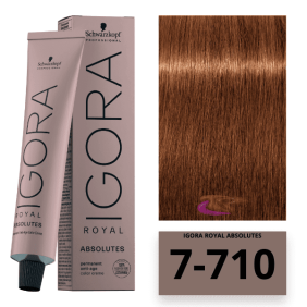 Schwarzkopf - Coloração Igora Royal Absolutes Age Blend 7/710 Louro Médio Acobreado Cinza 60 ml 