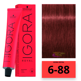 Schwarzkopf - Coloração Igora Royal 6/88 Louro Escuro Vermelho Intenso 60 ml
