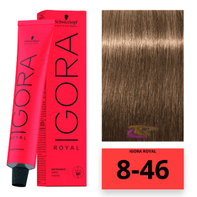 Schwarzkopf - Coloração Igora Royal NUDE 8/46 Louro Claro Bege Brown 60 ml  