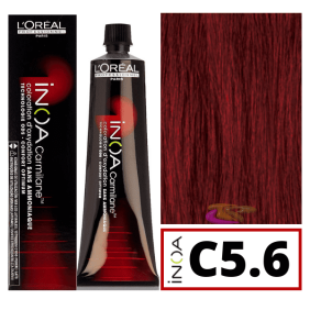 L`Oréal - Coloração INOA CARMILANE sem amoníaco C5.6 Castanho Claro Vermelho 60 ml 