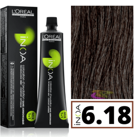 L`Oréal - Coloração INOA sem amoníaco 6.18 Louro Escuro Cinza Moka 60 ml 