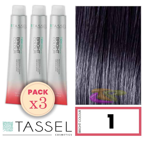 Tassel - Kit 3 Colorações BRIGHT COLOUR com Argão e Queratina Nº 1 PRETO 100 ml 