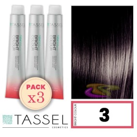 Tassel - Kit 3 Colorações BRIGHT COLOUR com Argão e Queratina Nº 3 CASTANHO ESCURO 100 ml