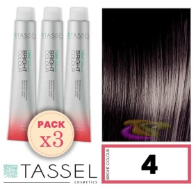 Tassel - Kit 3 Colorações BRIGHT COLOUR com Argão e Queratina Nº 4 CASTANHO MÉDIO 100 ml