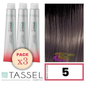 Tassel - Kit 3 Colorações BRIGHT COLOUR com Argão e Queratina Nº 5 CASTANHO CLARO 100 ml