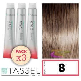 Tassel - Kit 3 Colorações BRIGHT COLOUR com Argão e Queratina Nº 8 LOURO CLARO 100 ml