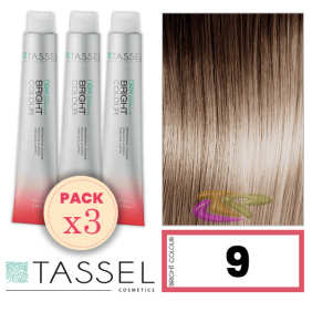 Tassel - Kit 3 Colorações BRIGHT COLOUR com Argão e Queratina Nº 9 LOURO MUITO CLARO 100 ml