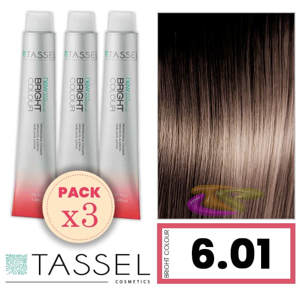 Tassel - Kit 3 Colorações BRIGHT COLOUR com Argão e Queratina Nº 6.01 LOURO ESCURO FRIO 100 ml
