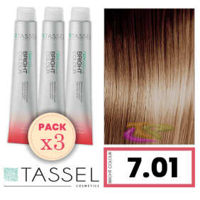 Tassel - Kit 3 Colorações BRIGHT COLOUR com Argão e Queratina Nº 7.01 LOURO MÉDIO FRIO 100 ml