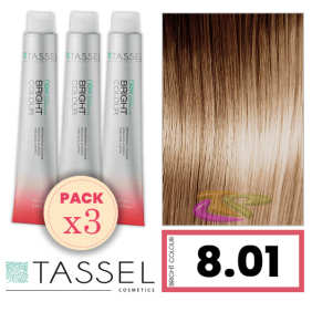 Tassel - Kit 3 Colorações BRIGHT COLOUR com Argão e Queratina Nº 8.01 LOURO CLARO FRIO 100 ml