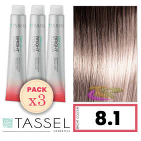 Tassel - Kit 3 Colorações BRIGHT COLOUR com Argão e Queratina Nº 8.1 LOURO CLARO CINZA 100 ml
