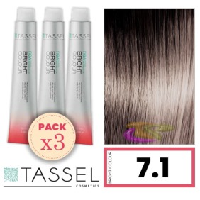 Tassel - Kit 3 Colorações BRIGHT COLOUR com Argão e Queratina Nº 7.1 LOURO MÉDIO CINZA 100 ml