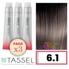 Tassel - Kit 3 Colorações BRIGHT COLOUR com Argão e Queratina Nº 6.1 LOURO ESCURO CINZA 100 ml