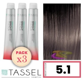 Tassel - Kit 3 Colorações BRIGHT COLOUR com Argão e Queratina Nº 5.1 CASTANHO CLARO CINZA 100 ml