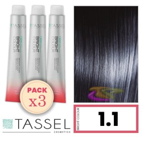 Tassel - Kit 3 Colorações BRIGHT COLOUR com Argão e Queratina Nº 1.1 PRETO AZULADO 100 ml