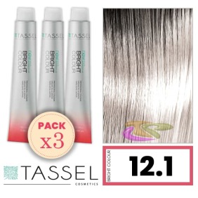 Tassel - Kit 3 Colorações BRIGHT COLOUR com Argão e Queratina Nº 12.1 SÚPER ACLARADOR LOURO CINZA 100 ml