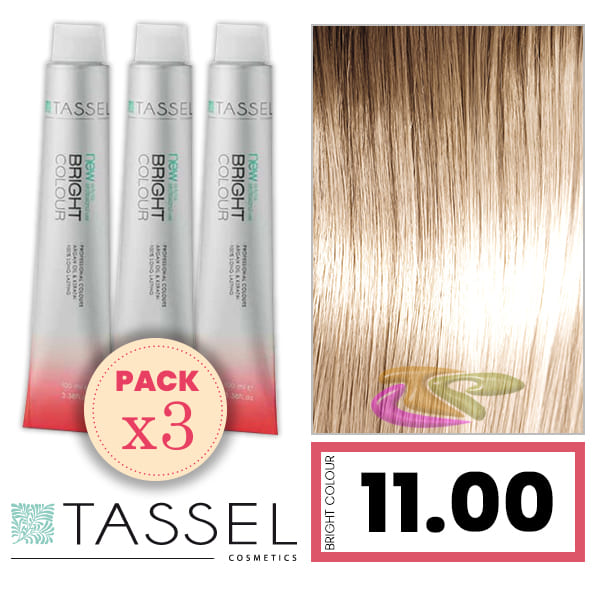 Tassel - Kit 3 Colorações BRIGHT COLOUR com Argão e Queratina Nº 11.00 LOURO EXTRA CLARO NATURAL 100 ml
