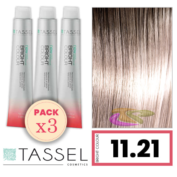 Tassel - Kit 3 Colorações BRIGHT COLOUR com Argão e Queratina Nº 11.21 LOURO EXTRA CLARO PÉROLA CINZA 100 ml