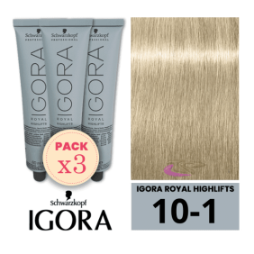 Schwarzkopf - Kit 3 Colorações Igora Royal 10/1 Louro Platino Cinza 60 ml 