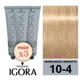 Schwarzkopf - Kit 3 Colorações Igora Royal 10/4 Louro Platino Bege 60 ml 