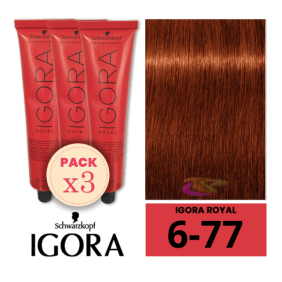 Schwarzkopf - Kit 3 Colorações Igora Royal 6/77 Louro Escuro Acobreado Intenso 60 ml