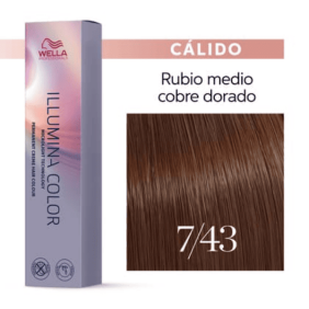 Wella - Coloração Illumina Color 7/43 Louro Médio Cobre Dourado 60 ml 