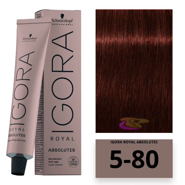 Schwarzkopf - Coloração Igora Royal Absolutes 5/80 Castanho Claro Vermelho Natural 60 ml
