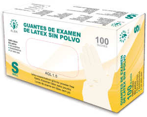 Alba - Luvas descartáveis LÁTEX SEM TALCO Tamanho P (100 unid.)(003048)