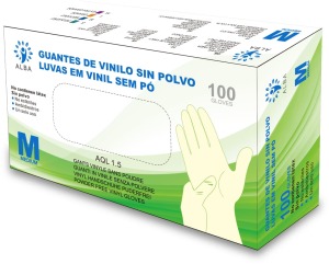 Alba - Luvas descartáveis VINIL SEM TALCO Tamanho M (100 unid.)(003130)