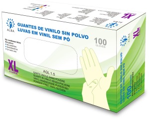 Alba - Luvas descartáveis VINIL SEM TALCO Tamanho XG (100 unid.)(003154)