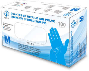 Alba - Luvas descartáveis NITRILO SEM TALCO Azul Tamanho M (100 unid.)(003178)
