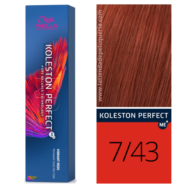 Wella - Coloração Koleston Perfect ME+ Vibrant Reds 7/43 Louro Médio Acobreado Dourado 60 ml