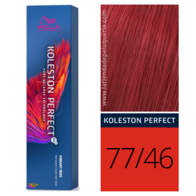 Wella - Coloração Koleston Perfect Vibrant Reds 77/46 Louro Médio Intenso Acobreado Violeta de 60 ml