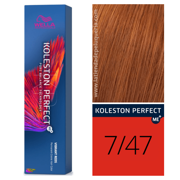 Wella - Coloração Koleston Perfect ME+ Vibrant Reds 7/47 Louro Médio Acobreado Brown 60 ml